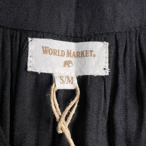 World Market NWT Dress Embroidered Dark Romantic Black/Gold Boho Flowy Size S/M - Picture 3 of 16